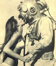 Two Scuba Refresher Course divers remembering the good old days of diving