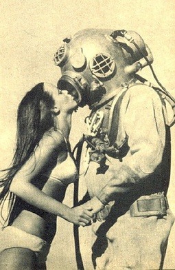 Two Scuba Refresher Course divers remembering the good old days of diving