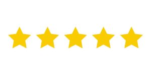 Five yellow stars customer product rating.